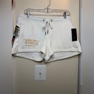 Ed Hardy Women's Cream Athletic Shorts